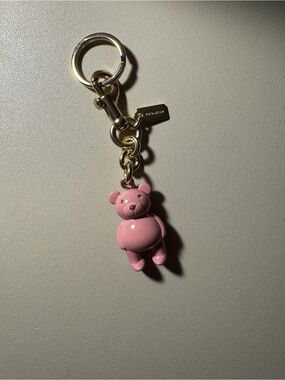 Coach Pink Bear Keychain with Gold Hardwaret